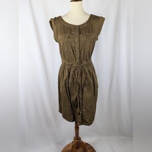 Anthropologie Hei Hei Dress Olive Green Utility Safari Outdoors Casual Sz M